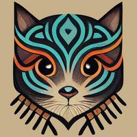 illustratie vector van schattig kat in tribal hand- trek stijl, beeld voor het drukken overhemd