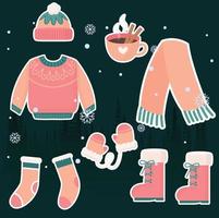 roze winter kleren pak vector