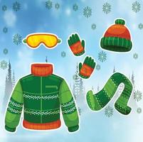 winter kleding schattig stickers vector