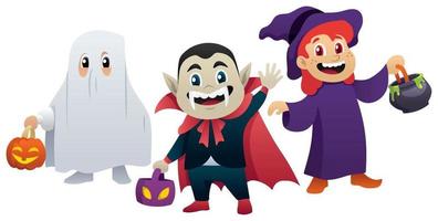 halloween kinderen Aan wit vector