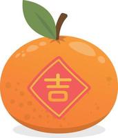 elementen van Chinese nieuw jaar mandarijn, vers fruit, cultuur en traditie, viering festival, vector tekenfilm stijl