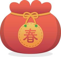 elementen van Chinese nieuw jaar zak met geld, cultuur en traditie, viering festival, vector tekenfilm stijl