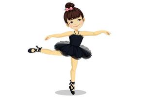 schattig klein ballerina meisje in zwarte tutu jurk vector