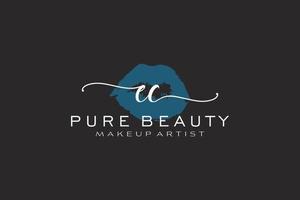 eerste ec waterverf lippen premade logo ontwerp, logo voor bedenken artiest bedrijf branding, blozen schoonheid winkel logo ontwerp, schoonschrift logo met creatief sjabloon. vector