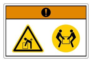 waarschuwing optillen risico gebruik twee persoon optillen symbool teken Aan wit achtergrond vector