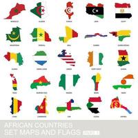 Afrikaanse landen set, kaarten en vlaggen vector