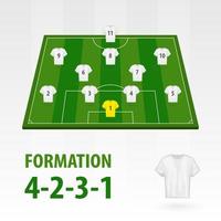 Amerikaans voetbal spelers opstellingen, vorming 4-2-3-1. voetbal voor de helft stadion. vector