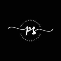 eerste ps handschrift logo sjabloon vector