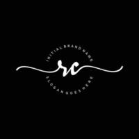 eerste rc handschrift logo sjabloon vector