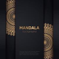 luxe mandala achtergrond met gouden arabesk patroon oosten- stijl.ornament elegant uitnodiging bruiloft kaart , nodig uit, backdrop Hoes banner.golden etnisch element Aan zwart achtergrond. vector