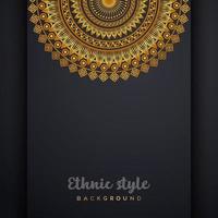 luxe sier- mandala ontwerp achtergrond in goud kleur. mandala vector ronde ornament luxe ontwerp. gouden etnisch element Aan zwart achtergrond. hand- getrokken sjabloon voor prints en decor