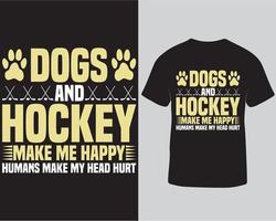 honden en hockey sport- t-shirt ontwerp vector