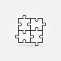 vier stuk decoupeerzaag puzzel vector dun lijn concept icoon