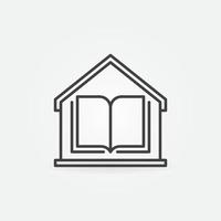 boek binnen de huis lineair icoon. huis onderwijs vector teken