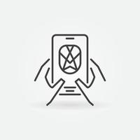 smartphone gezicht herkenning vector concept schets icoon