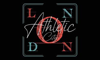 Londen atletisch stad t-shirt ontwerp illustratie. vector