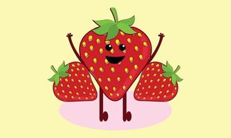 aardbei fruit icoon en vector illustraties, de aardbei fruit icoon creatief kinderen, en aardbei fruit icoon thema vector illustratie.