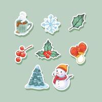 schattig waterverf winter sticker reeks vector