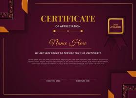 mooi luxe gouden kleur certificaat van prestatie ontwerp sjabloon vector