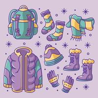 getrokken winter kleren vol kleur vector