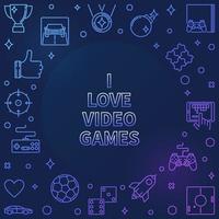 ik liefde video spellen lineair gekleurde kader - vector spel illustratie