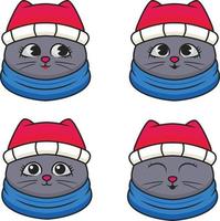 vector illustratie van schattig tekenfilm katje vervelend winter kleren