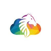 wolk en paard logo ontwerp. creatief paard en wolk icoon ontwerp. vector