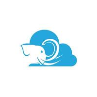 olifant logo met blauw wolk symbool. groot gegevens wolk logo, groot wolk technologie logo. vector