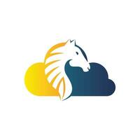 wolk en paard logo ontwerp. creatief paard en wolk icoon ontwerp. vector