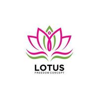 lotus logo ontwerp met vrijheid concept vector