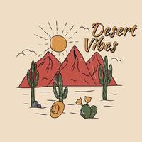 Arizona woestijn gevoel met cactus en berg. afdrukken ontwerp voor kleding, stickers, t overhemd en anderen. retro wijnoogst illustratie. vector