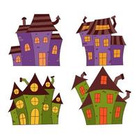 halloween achtervolgd huis set. truc of traktatie concept. vector illustratie in hand- getrokken stijl