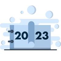 nieuw jaar concept. gelukkig nieuw jaar 2023 ontwerp. bedrijf dagboek Hoes voor 2023 met hoop. illustratie van in beweging van 2022 naar 2023. vector