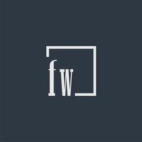 fw eerste monogram logo met rechthoek stijl dsign vector