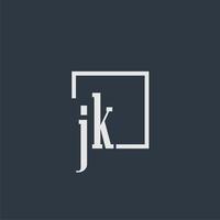 jk eerste monogram logo met rechthoek stijl dsign vector
