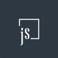 js eerste monogram logo met rechthoek stijl dsign vector