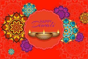 achtergrond met mandala-lantaarn voor gelukkig diwali-festival vector