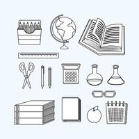 terug naar school lijnwerk icon set vector