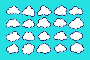 reeks van wit wolken met blauw schets vector illustratie
