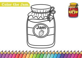 kleur bladzijde voor jam vector illustratie. kleuterschool kinderen kleur Pagina's werkzaamheid werkblad met smakelijk jam tekenfilm. jam geïsoleerd Aan wit achtergrond voor kleur boeken.