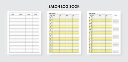 salon afspraak log boek, haar- stilist ontwerper vector