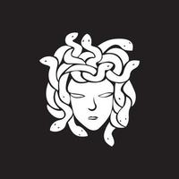 kwal hoofd logo sjabloon. oude Grieks mythologie karakter. vrouw met slang haar. vector