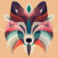 illustratie vector grafisch van wolf in tribal hand- getrokken stijl met zacht kleur geïsoleerd mooi zo voor logo, mascotte, afdrukken of aanpassen uw ontwerp