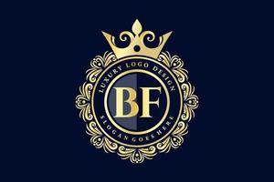 bf eerste brief goud kalligrafische vrouwelijk bloemen hand- getrokken heraldisch monogram antiek wijnoogst stijl luxe logo ontwerp premie vector