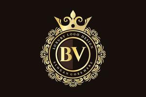 bv eerste brief goud kalligrafische vrouwelijk bloemen hand- getrokken heraldisch monogram antiek wijnoogst stijl luxe logo ontwerp premie vector