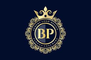 bp eerste brief goud kalligrafische vrouwelijk bloemen hand- getrokken heraldisch monogram antiek wijnoogst stijl luxe logo ontwerp premie vector