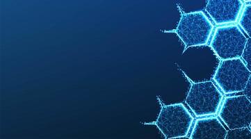 molecuulstructuur vormen lijnen en driehoeken op blauw vector