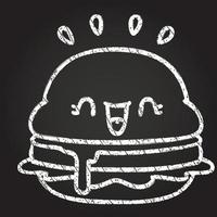 gelukkig hamburger krijt tekening vector