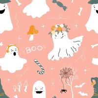 halloween patroon. schattig geesten, vleermuizen, snoep, botten. baby afdrukken vector
