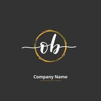 ob eerste handschrift en handtekening logo ontwerp met cirkel. mooi ontwerp handgeschreven logo voor mode, team, bruiloft, luxe logo. vector